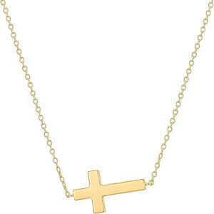 Gold Gold-Plated Sideway Cross Necklace for Women – Dainty Faith Pendant, Minima